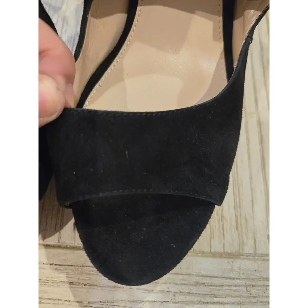 Pelle Moda Women's Black Suede Ankle Strap Heels Size 11M